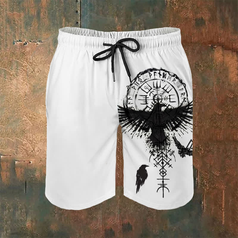 WorldNorse Viking Vegvisir Valknut Raven Casual Shorts - US/UK/AU54，EU64 (7XL) - image 0