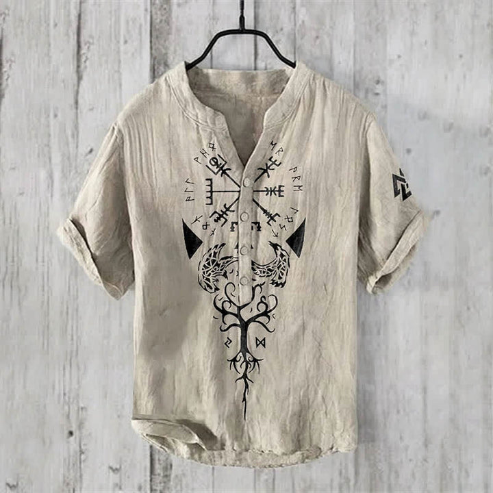 WorldNorse Viking Yggdrasil Vegvisir Valknut Raven Casual Shirt