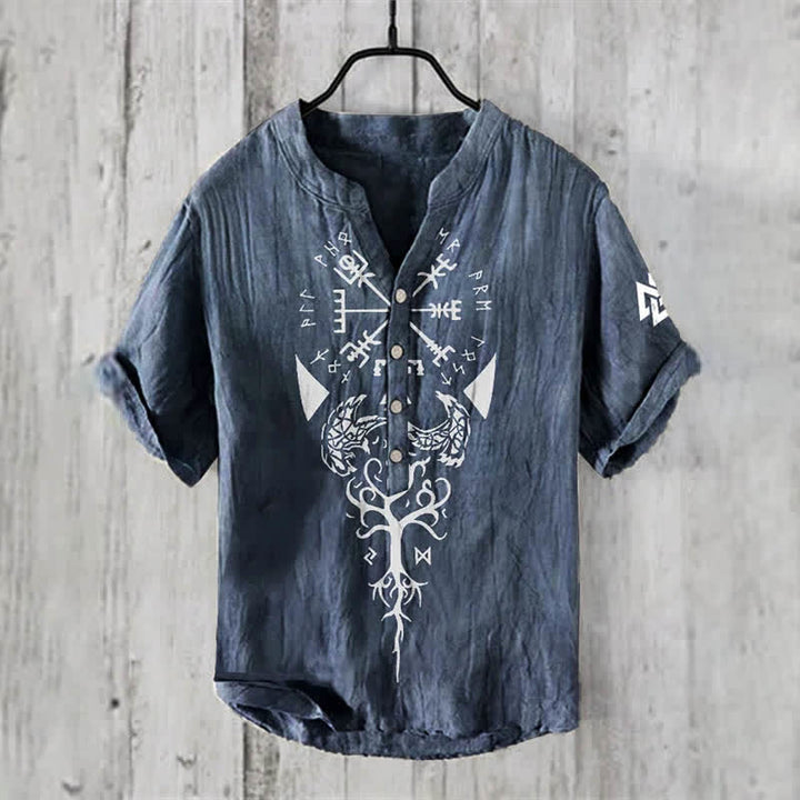 WorldNorse Viking Yggdrasil Vegvisir Valknut Raven Casual Shirt