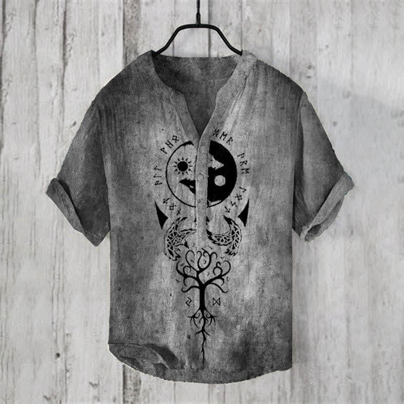 WorldNorse Viking Yggdrasil Vegvisir Valknut Casual Shirt - US/UK/AU50，EU60 (5XL) - image 1