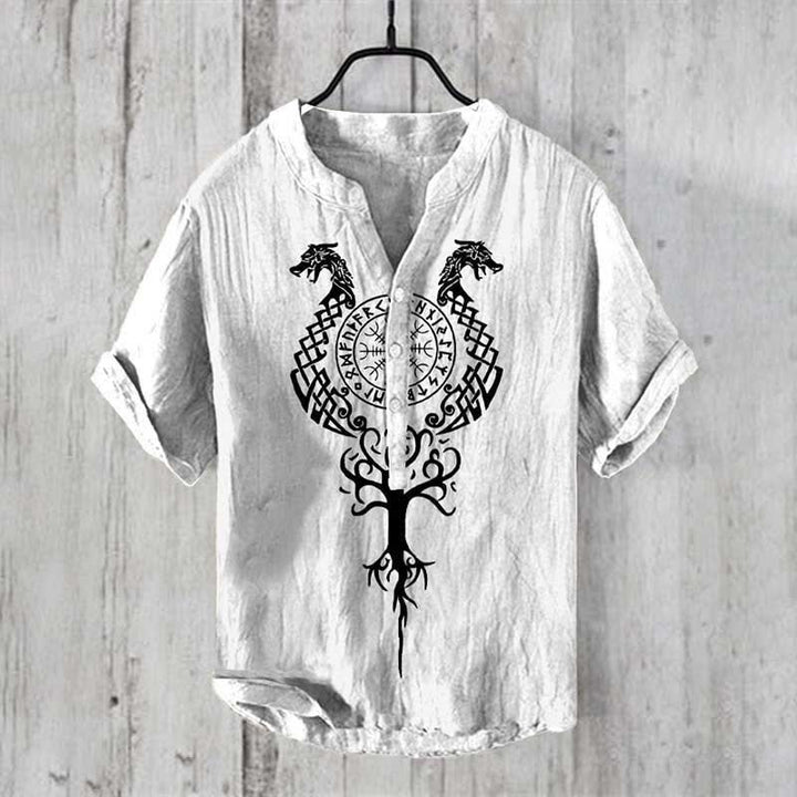 WorldNorse Viking Yggdrasil Vegvisir Norse Dragon Casual Shirt