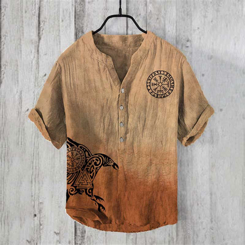 WorldNorse Viking Raven Vegvisir Valknut Casual Shirt - US/UK/AU50，EU60 (5XL) - image 0