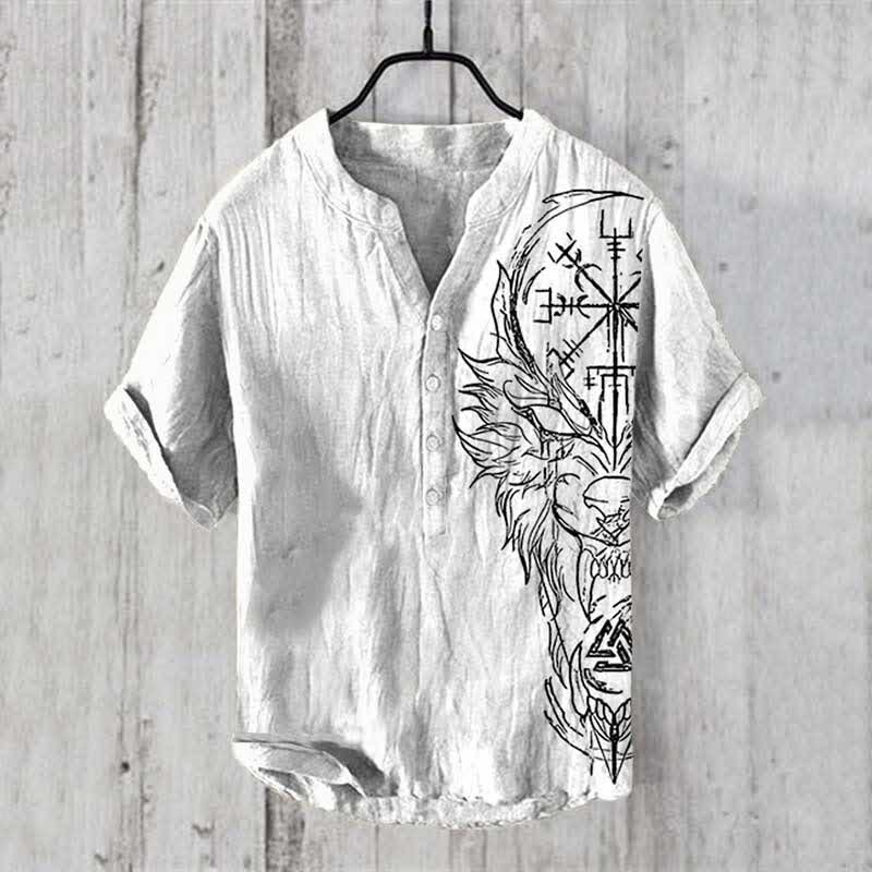 WorldNorse Viking Wolves Vegvisir Valknut Casual Shirt - US/UK/AU50，EU60 (5XL) - image 0