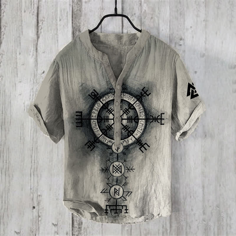 WorldNorse Viking Vegvisir Valknut Casual Shirt - US/UK/AU50，EU60 (5XL) - image 0