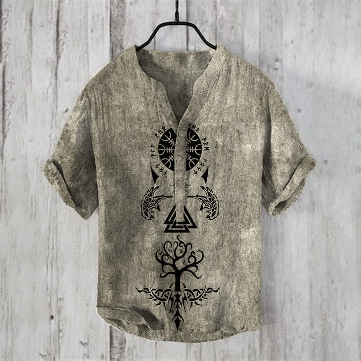 WorldNorse Viking Helm of Awe Yggdrasil Valknut Casual Shirt