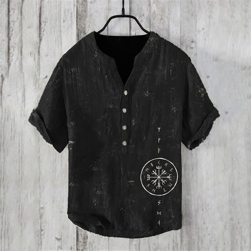WorldNorse Viking Vegvisir Rune Casual Shirt - US/UK/AU50，EU60 (5XL) - image 0