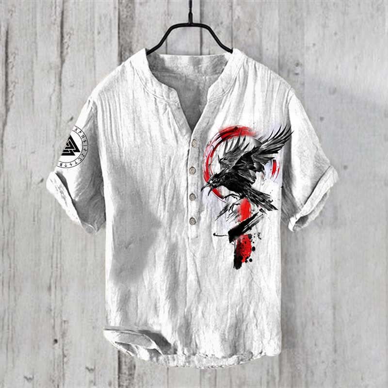 WorldNorse Viking Raven Valknut Rune Casual Shirt - US/UK/AU50，EU60 (5XL) - image 1
