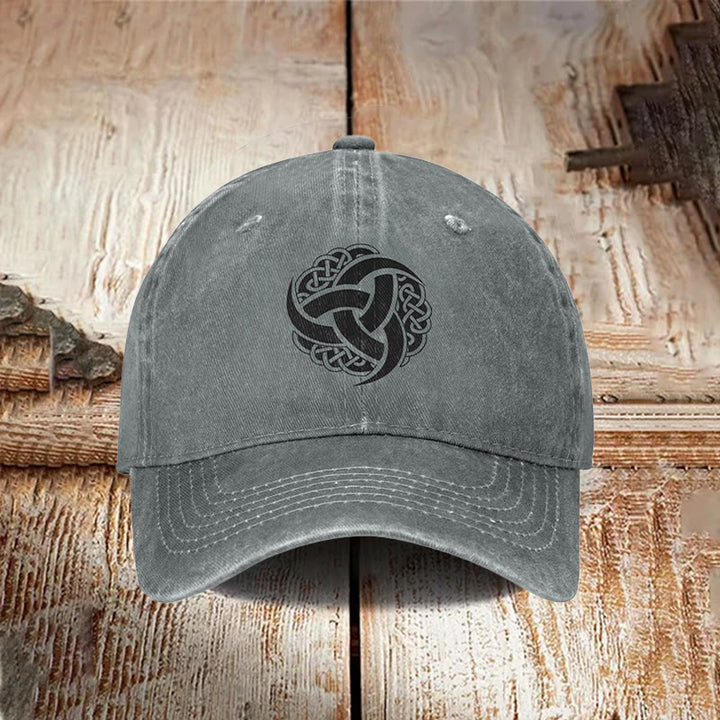 WorldNorse Triple Horn of Odin Celtic Knot Washed Cap