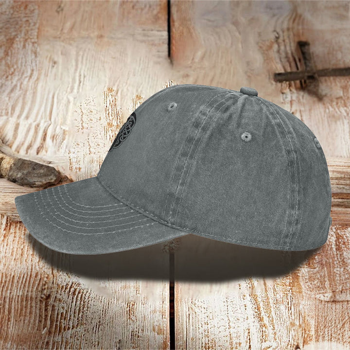 WorldNorse Triple Horn of Odin Celtic Knot Washed Cap