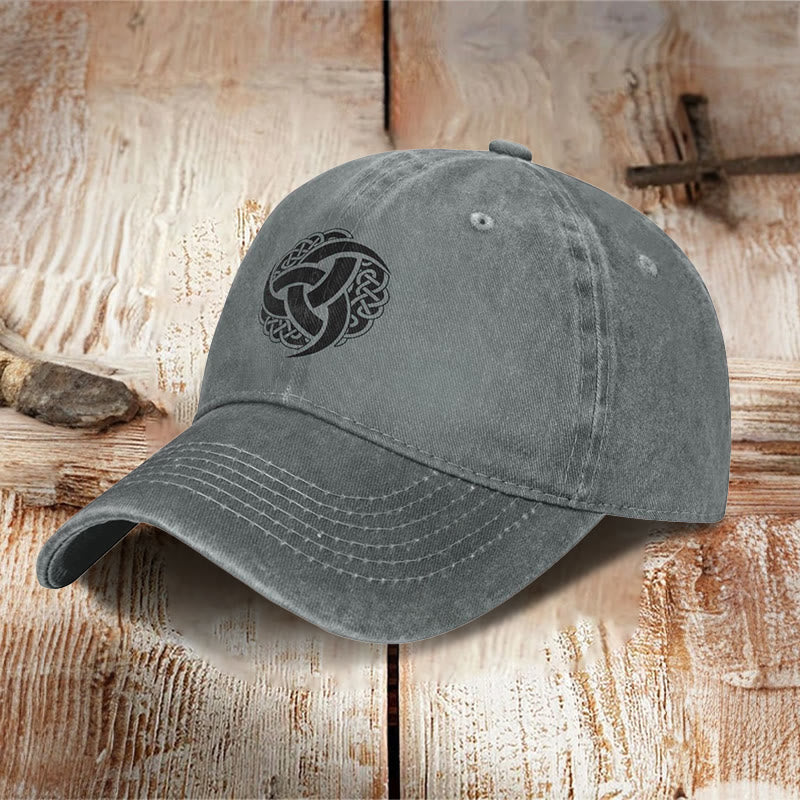 WorldNorse Triple Horn of Odin Celtic Knot Washed Cap