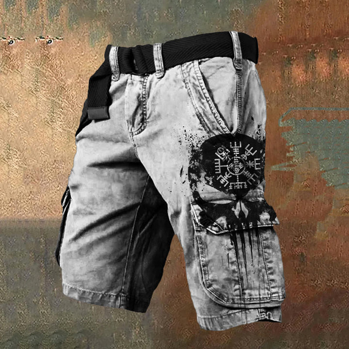 WorldNorse Viking Compass Skull Cargo Shorts