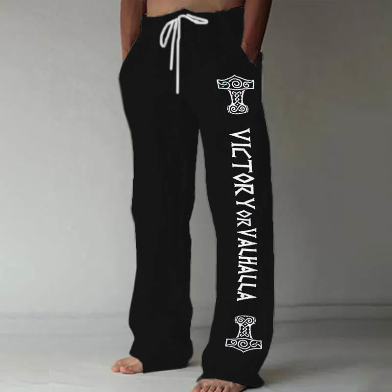 WorldNorse Victory Or Valhalla Drawstring Casual Pants