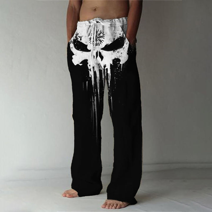 WorldNorse Viking Vegvisir Skull Graffiti Drawstring Casual Pants - US/UK/AU52，EU62 (6XL) - image 1