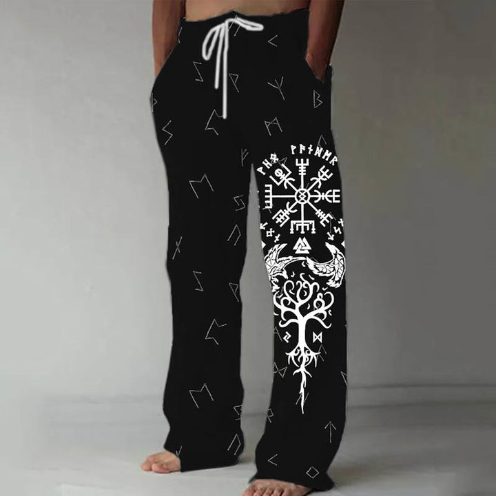 WorldNorse Viking Yggdrasil Vegvisir Valknut Raven Rune Casual Pants