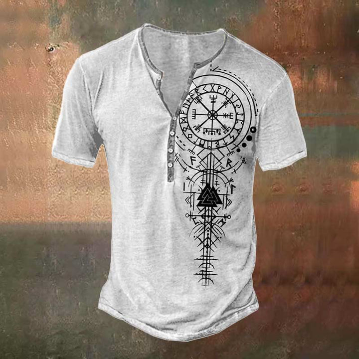WorldNorse Viking Vegvisir Valknut Rune Print T-Shirt