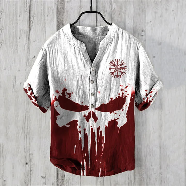 WorldNorse Viking Vegvisir Casual Shirt - Red - US/UK/AU50，EU60 (5XL) - image 0