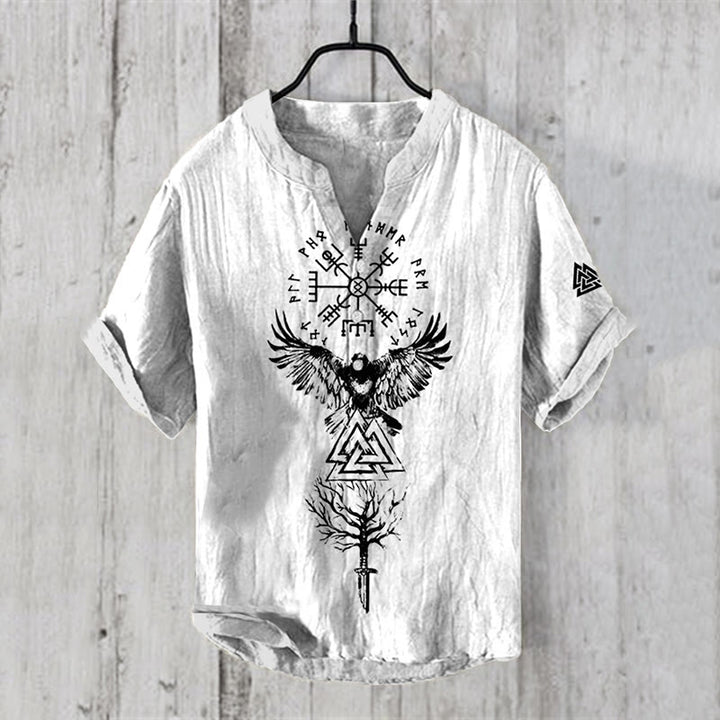 WorldNorse Viking Vegvisir Valknut Yggdrasil Raven Casual Shirt - US/UK/AU50，EU60 (5XL) - image 0