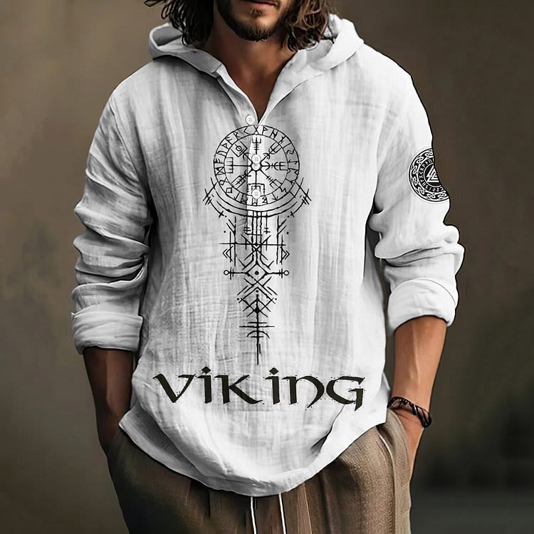 WorldNorse Viking Vegvisir Valknut Rune Celtic Knot Hooded Shirt  - US/UK/AU50，EU60 (5XL) - image 0