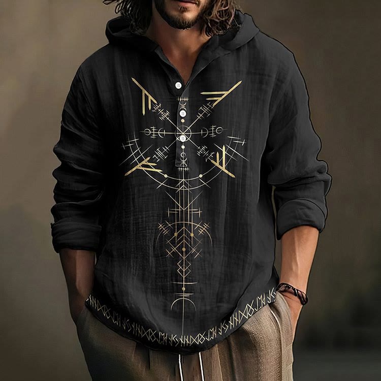 WorldNorse Vegvisir Compass Hooded Shirt - US/UK/AU50，EU60 (5XL) - image 0