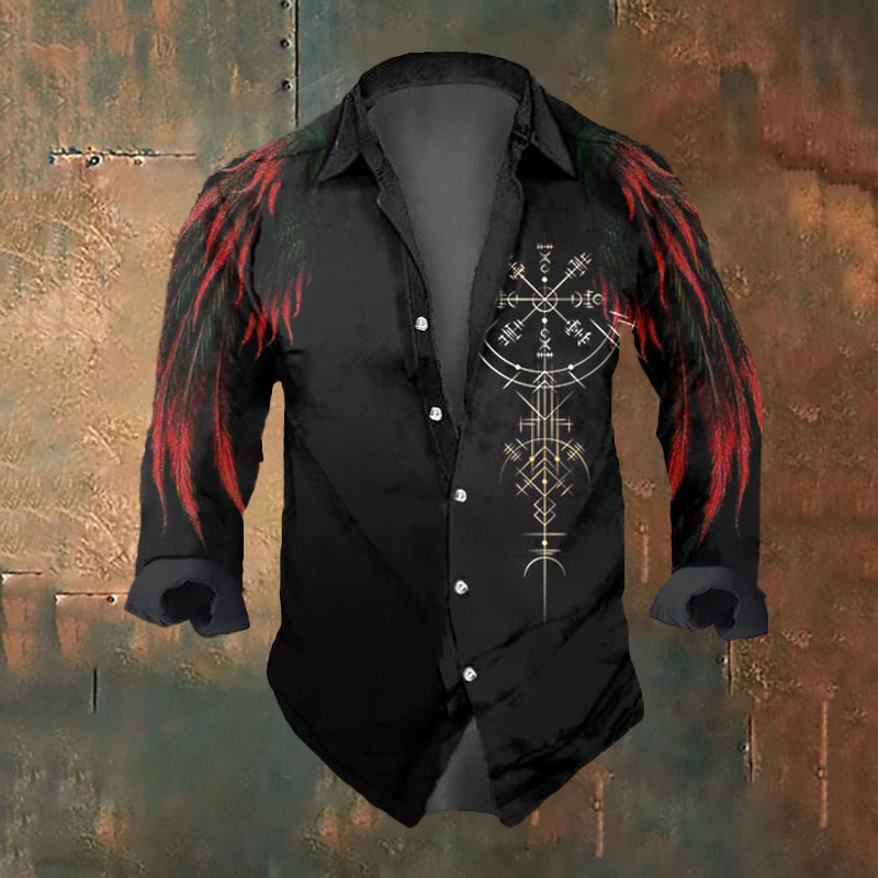 WorldNorse Viking Vegvisir Raven Long Sleeve Shirt