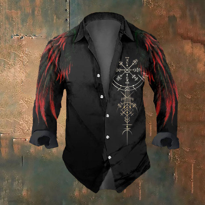 WorldNorse Viking Vegvisir Raven Long Sleeve Shirt
