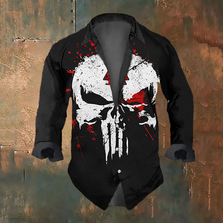 WorldNorse Viking Vintage Skull Long Sleeve Shirt