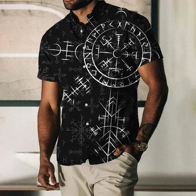 WorldNorse Compass Vegvisir Short Sleeve Shirt - Black - US/UK/AU50，EU60 (5XL) - image 1