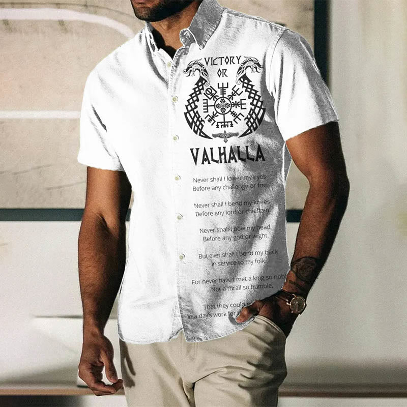WorldNorse Viking Poem Victory Or Valhalla Short Sleeve Shirt - White - US/UK/AU50，EU60 (5XL) - image 1
