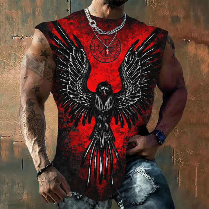 WorldNorse Viking Vegvisir Rune Raven Vest - Red - US/UK/AU50，EU60 (5XL) - image 0