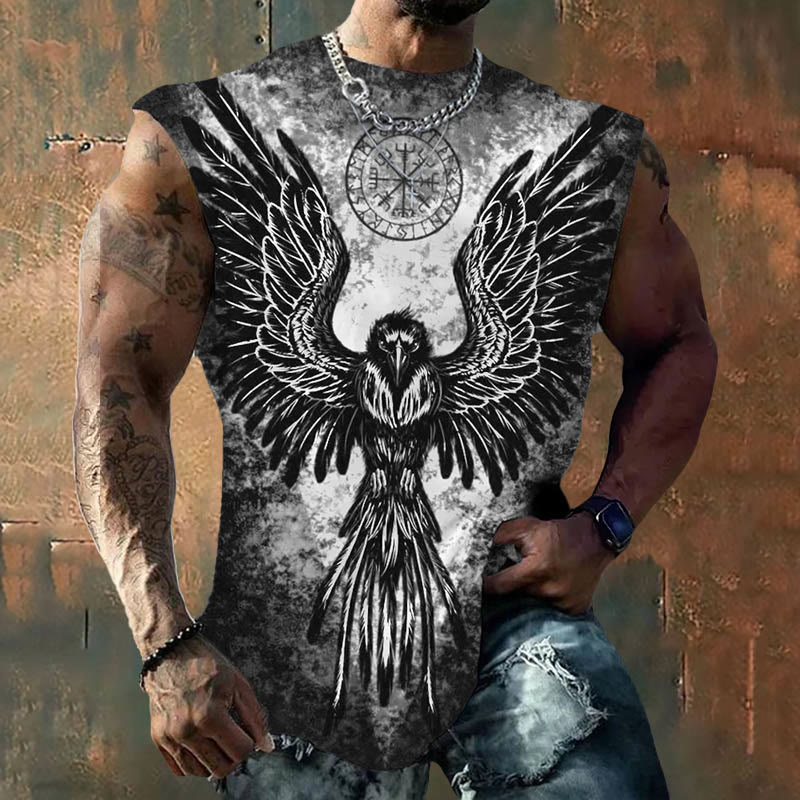 WorldNorse Viking Vegvisir Rune Raven Vest - White - US/UK/AU50，EU60 (5XL) - image 1