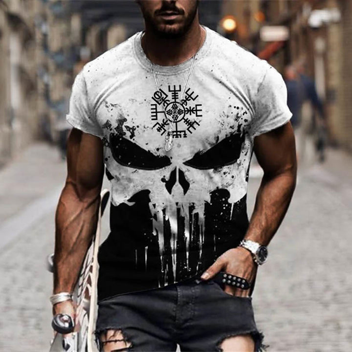 WorldNorse Valknut Vegvisir Skull Short T-Shirt - US/UK/AU52，EU62 (6XL) - image 0