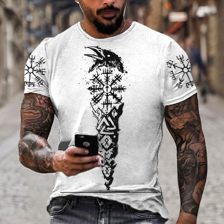 WorldNorse Vegvisir Rune Raven Valknut Short T-Shirt - US/UK/AU52，EU62 (6XL) - image 0