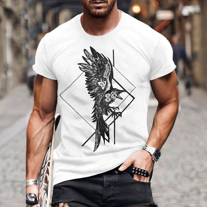 WorldNorse Raven Celtic Knot Triquetra Short T-Shirt - US/UK/AU52，EU62 (6XL) - image 0