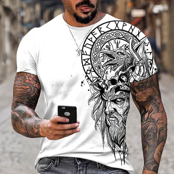 WorldNorse Vegvisir Rune Raven Celtic Knot Short T-Shirt - US/UK/AU52，EU62 (6XL) - image 0