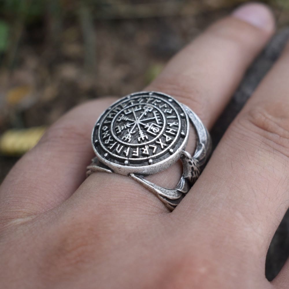 FREE Today: Vegvisir Futhark Runes Nordic Amulet Ring