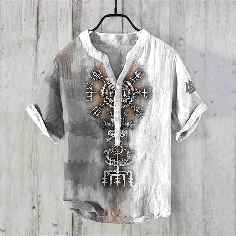 WorldNorse Ink Vegvisir Valknut Casual Shirt - US/UK/AU50，EU60 (5XL) - image 0