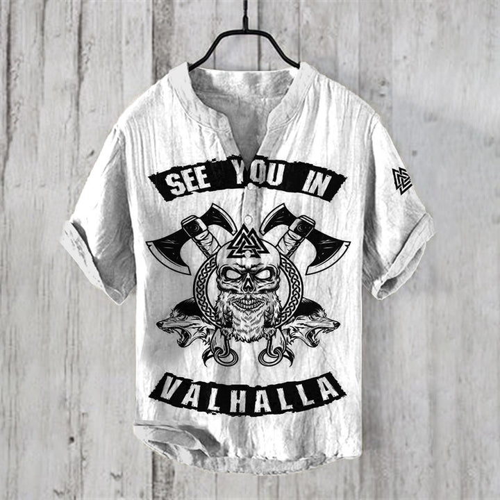 WorldNorse See You Valhalla Skull Casual Shirt - White - US/UK/AU50，EU60 (5XL) - image 2