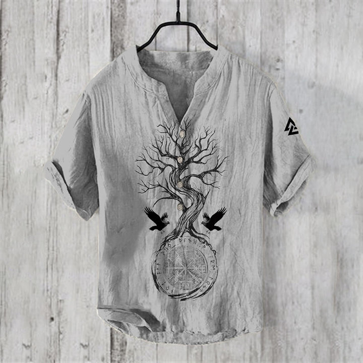 WorldNorse Yggdrasil Valknut Vegvisir Raven Casual Shirt