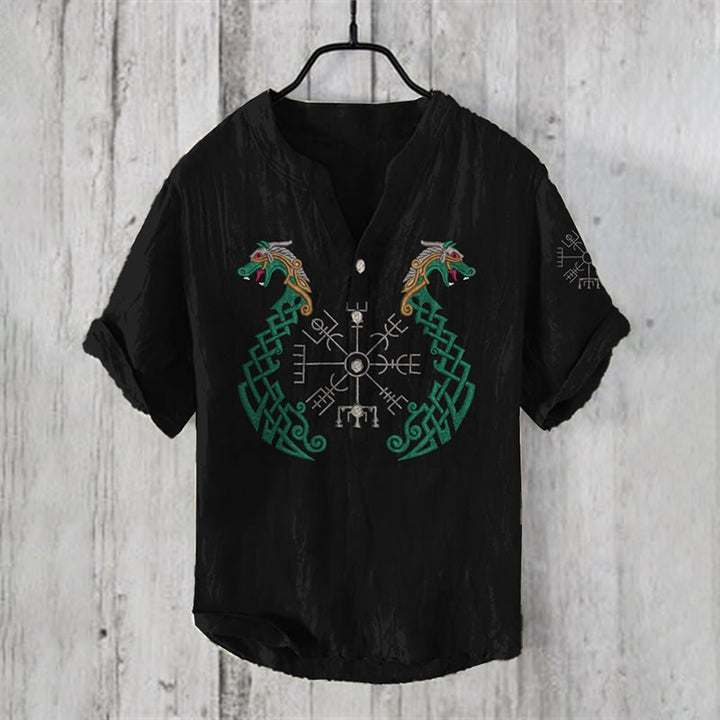 WorldNorse Norse Dragon Celtic Vegvisir Casual Shirt - US/UK/AU50，EU60 (5XL) - image 0