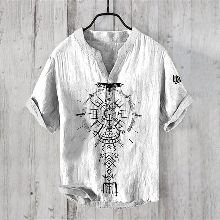 WorldNorse Raven Vegvisir Symbol Valknut Casual Shirt - US/UK/AU50，EU60 (5XL) - image 0