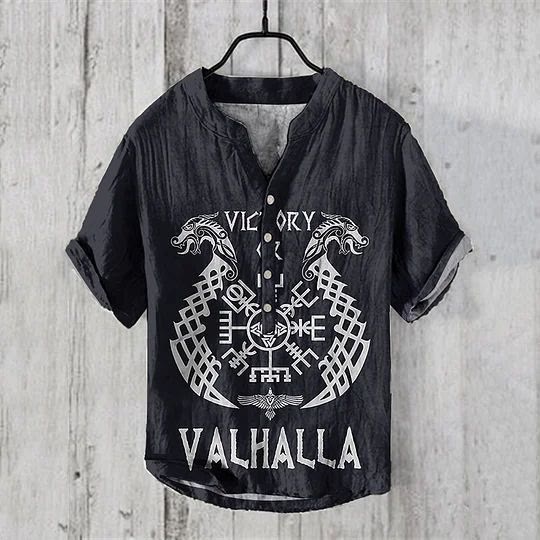 WorldNorse Victory Valhalla Norse Dragon Casual Shirt - Dark Blue - US/UK/AU50，EU60 (5XL) - image 1