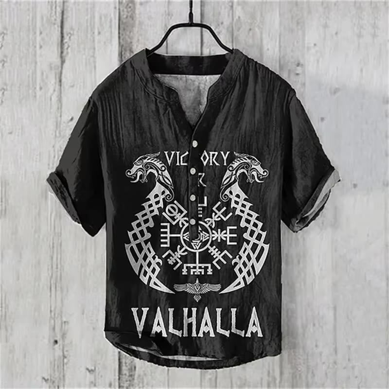 WorldNorse Victory Valhalla Norse Dragon Casual Shirt - Black - US/UK/AU50，EU60 (5XL) - image 0