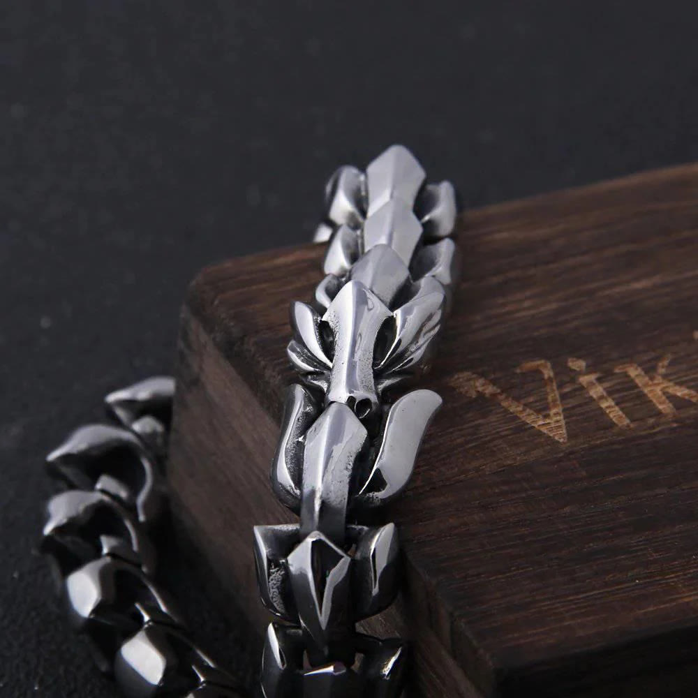 WorldNorse 925 Sterling Silver Protection Force Dragon Bracelet