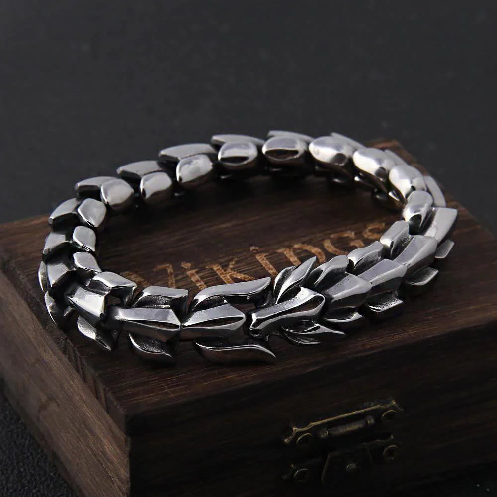WorldNorse Handcrafted 925 Silver Protection Force Dragon Bracelet - 22cm - image 0