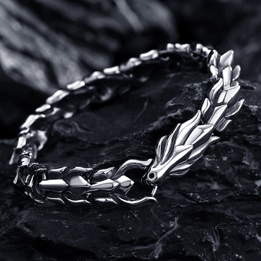WorldNorse 925 Sterling Silver Protection Force Dragon Bracelet