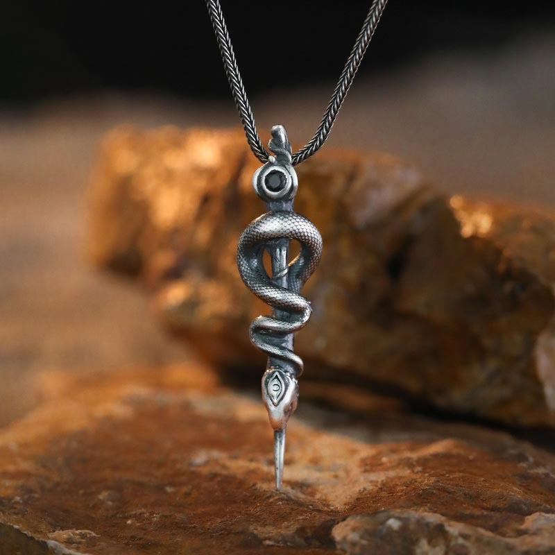 WorldNorse 999 Sterling Silver Snake Staff Necklace - image 3