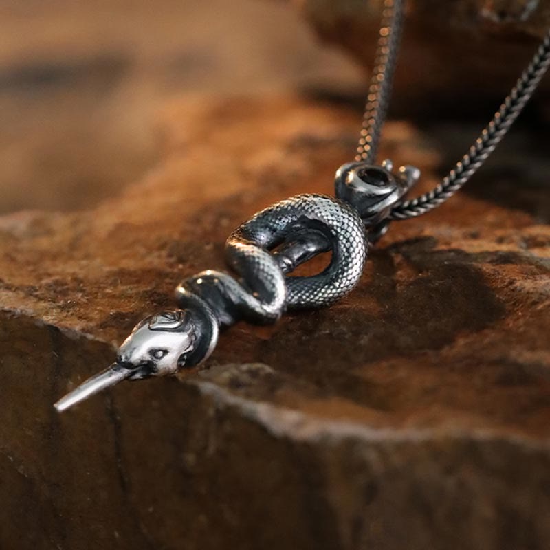 WorldNorse Handcrafted 999 Silver Snake Staff Necklace - image 4
