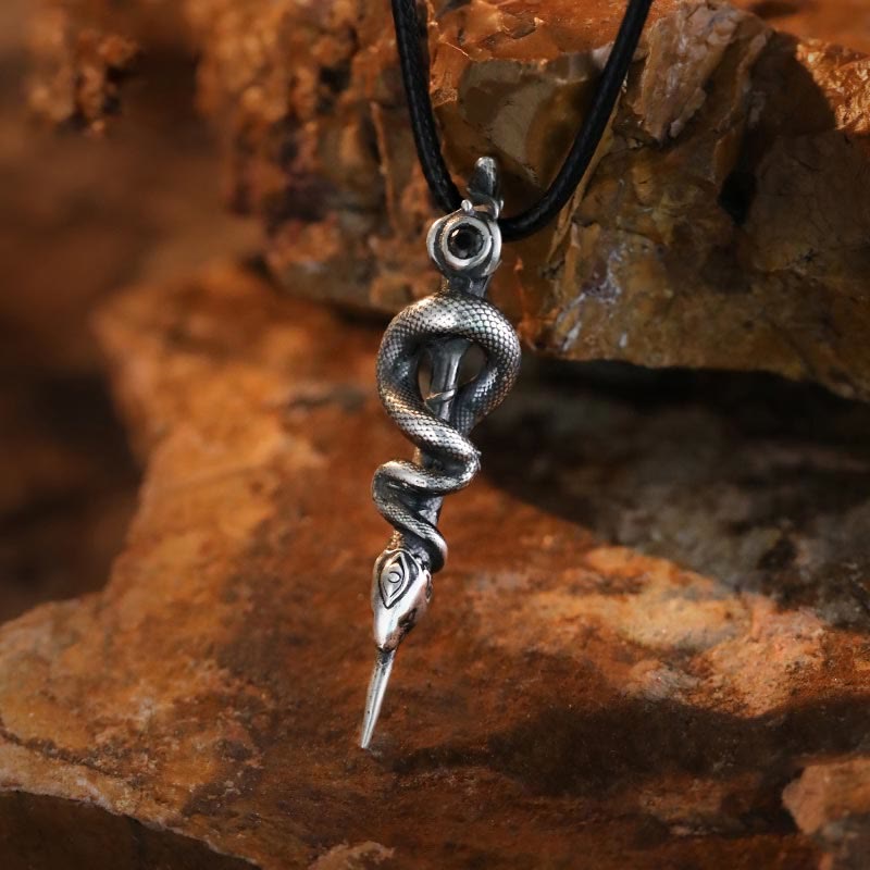 WorldNorse Handcrafted 999 Silver Snake Staff Necklace - Wax Rope - image 5