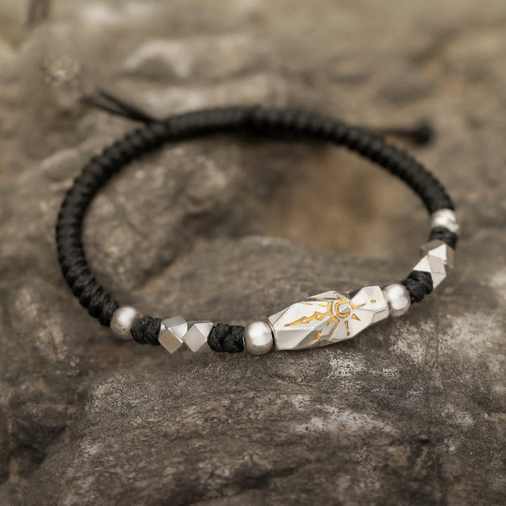 WorldNorse 925 Sterling Silver Wish Emblem Hammered Braceket - Black - image 5