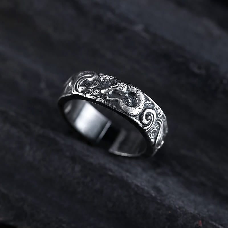 WorldNorse Handcrafted 925 Silver Retro Snake Ring - Adjustable - image 0